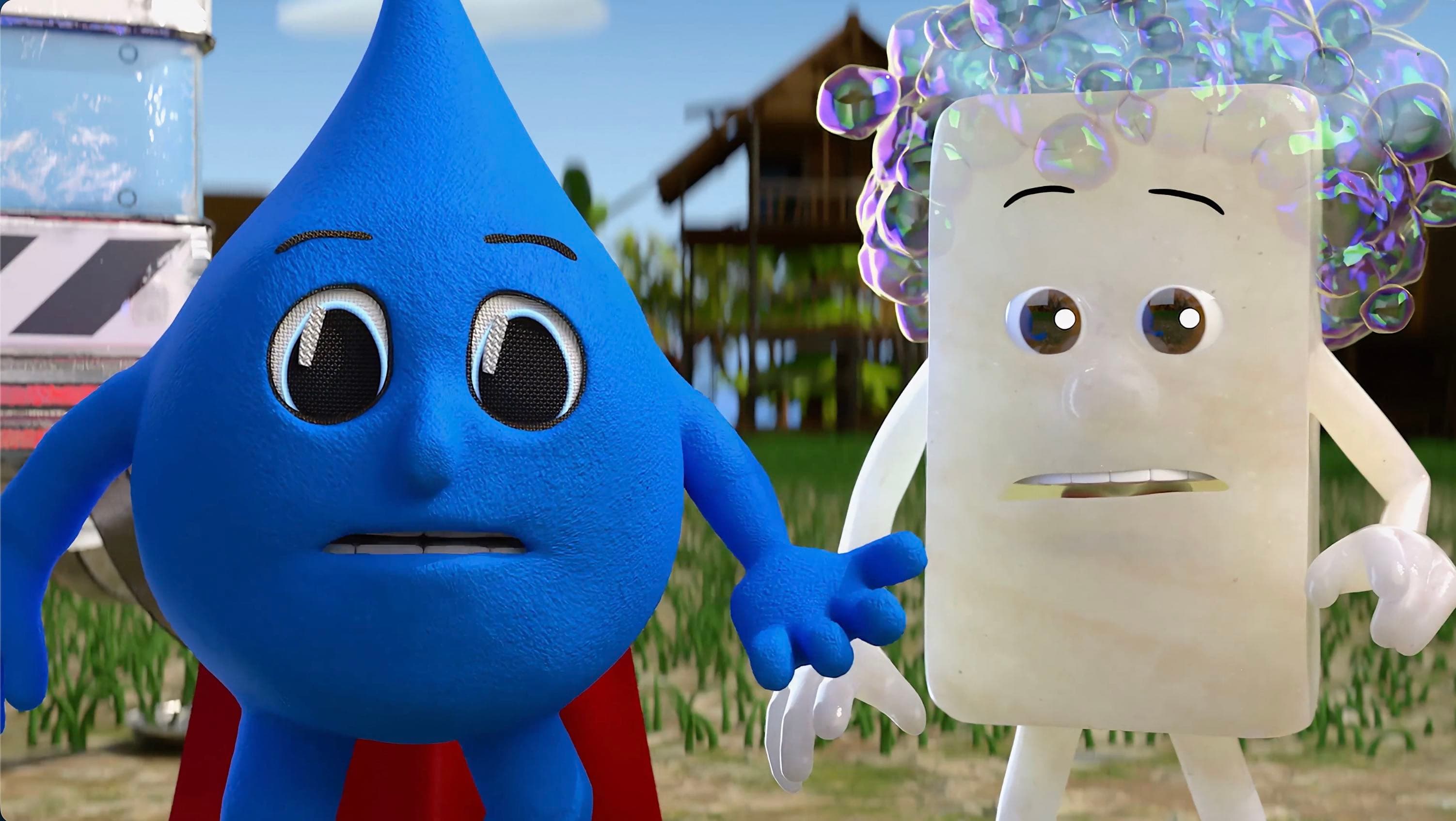 Droplet and Sudsy characters from The Adventures of Droplet: The Germ Chasers